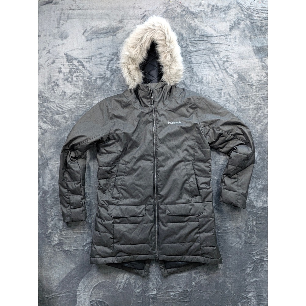 Columbia Women Gray Omni-Heat Parka Faux Fur Hood Jacket Large